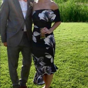 Black and white asymmetrical dress